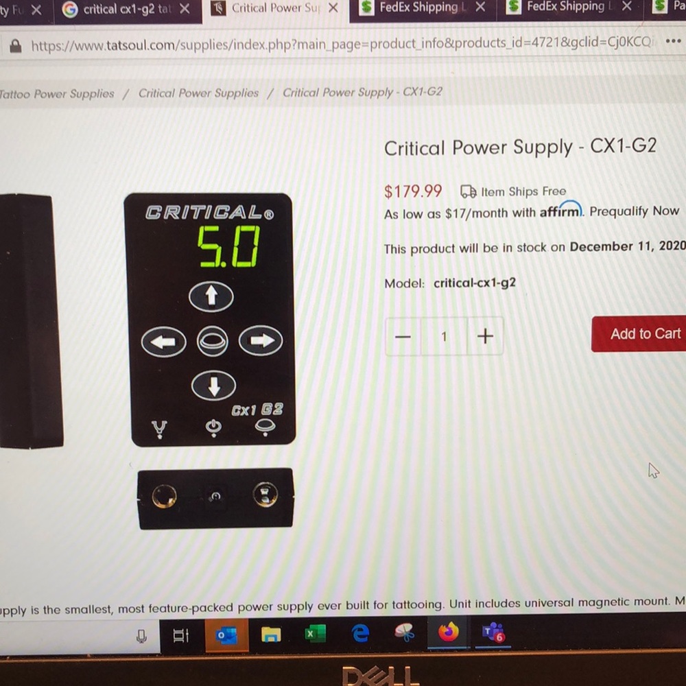 NEW Tattoo Gun Critical Power supply never used